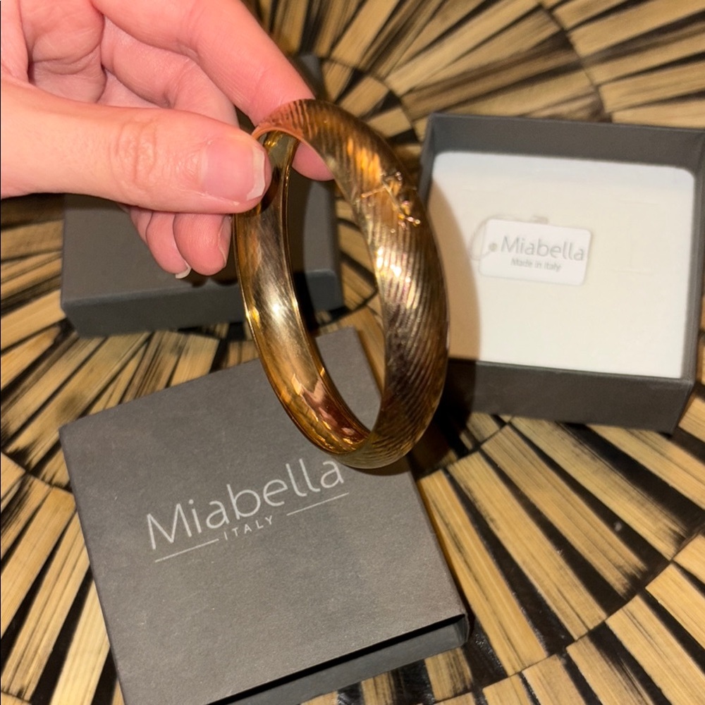 Miabella Gold-Plated 925 Silver Chunky Big Bangle Clasp Bracelet